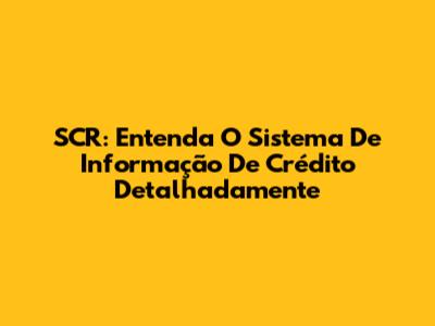 SCR: Entenda O Sistema De Informação De Crédito Detalhadamente