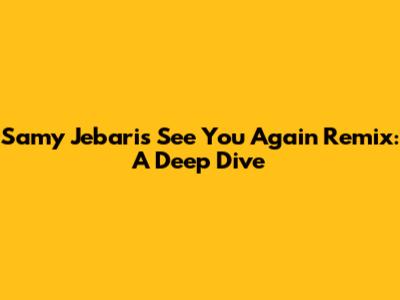 Samy Jebari's 'See You Again' Remix: A Deep Dive