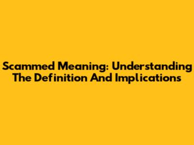 Scammed Meaning: Understanding The Definition And Implications