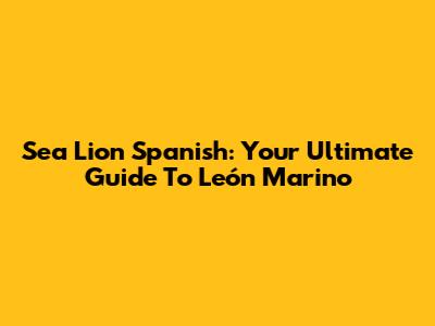 Sea Lion Spanish: Your Ultimate Guide To 'León Marino'