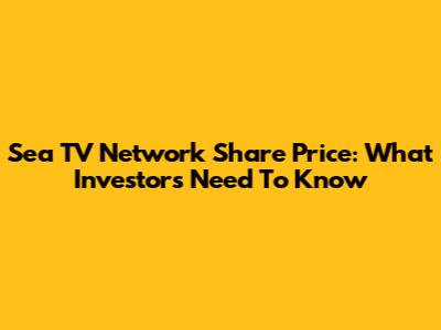 Sea TV Network Share Price: What Investors Need To Know