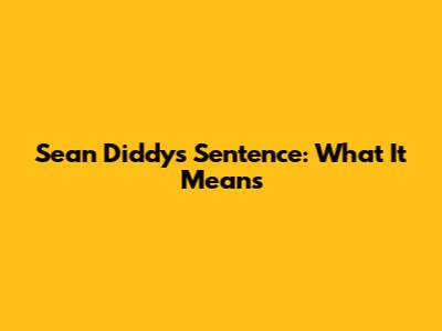 Sean Diddy's Sentence: What It Means