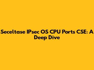 Seceltase IPsec OS CPU Ports CSE: A Deep Dive