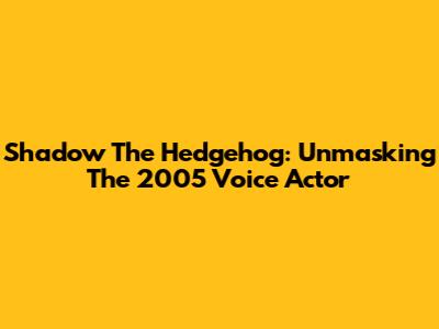 Shadow The Hedgehog: Unmasking The 2005 Voice Actor