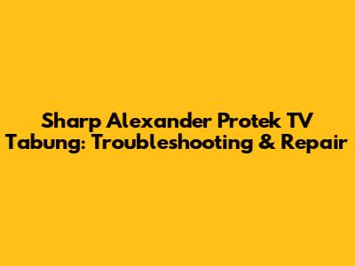 Sharp Alexander Protek TV Tabung: Troubleshooting & Repair
