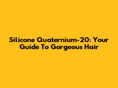 Silicone Quaternium-20: Your Guide To Gorgeous Hair