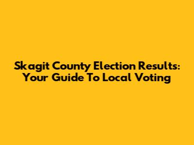 Skagit County Election Results: Your Guide To Local Voting