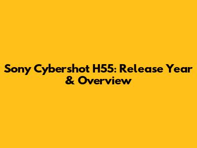 Sony Cybershot H55: Release Year & Overview