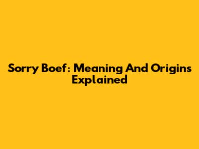 Sorry Boef: Meaning And Origins Explained