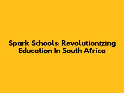 Spark Schools: Revolutionizing Education In South Africa
