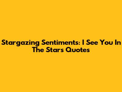 Stargazing Sentiments: 'I See You In The Stars' Quotes
