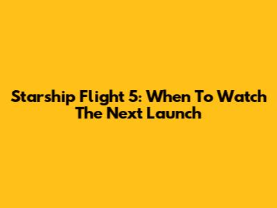 Starship Flight 5: When To Watch The Next Launch