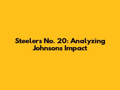 Steelers' No. 20: Analyzing Johnson's Impact