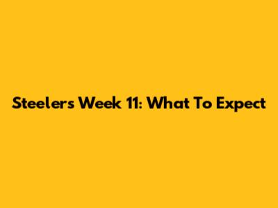 Steelers Week 11: What To Expect