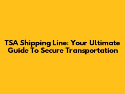 TSA Shipping Line: Your Ultimate Guide To Secure Transportation
