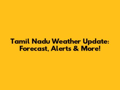 Tamil Nadu Weather Update: Forecast, Alerts & More!