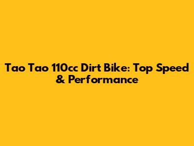 Tao Tao 110cc Dirt Bike: Top Speed & Performance