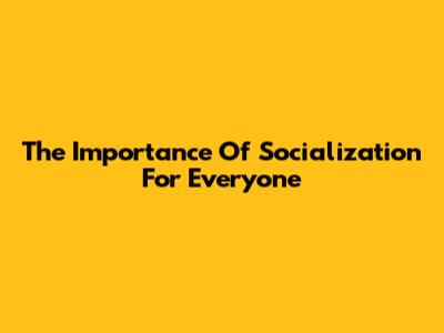 The Importance Of Socialization For Everyone