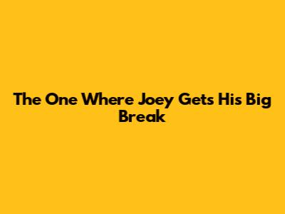 The One Where Joey Gets His Big Break