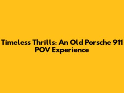 Timeless Thrills: An Old Porsche 911 POV Experience