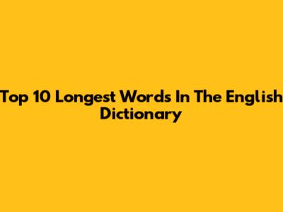Top 10 Longest Words In The English Dictionary
