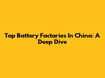 Top Battery Factories In China: A Deep Dive