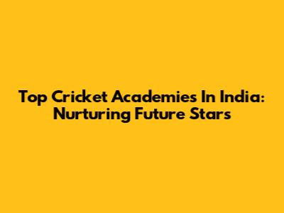 Top Cricket Academies In India: Nurturing Future Stars