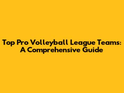 Top Pro Volleyball League Teams: A Comprehensive Guide