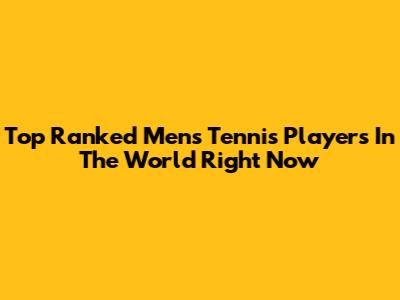 Top Ranked Men's Tennis Players In The World Right Now