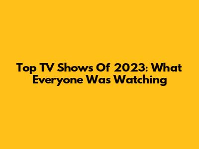 Top TV Shows Of 2023: What Everyone Was Watching