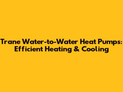 Trane Water-to-Water Heat Pumps:  Efficient Heating & Cooling