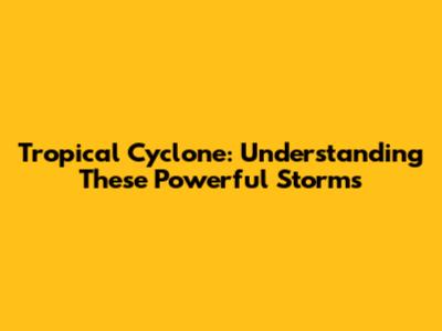 Tropical Cyclone: Understanding These Powerful Storms