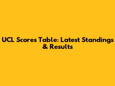 UCL Scores Table: Latest Standings & Results