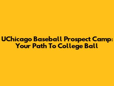 UChicago Baseball Prospect Camp: Your Path To College Ball