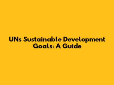 UN's Sustainable Development Goals: A Guide