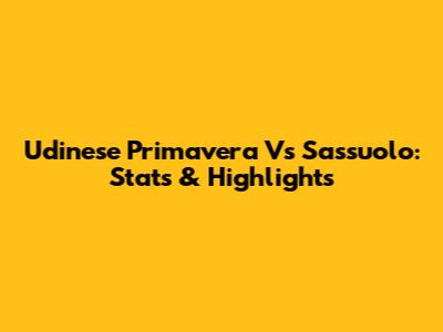 Udinese Primavera Vs Sassuolo: Stats & Highlights