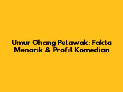 Umur Ohang Pelawak: Fakta Menarik & Profil Komedian