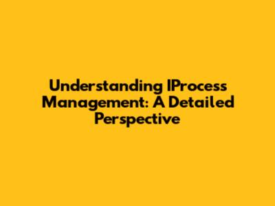 Understanding IProcess Management: A Detailed Perspective