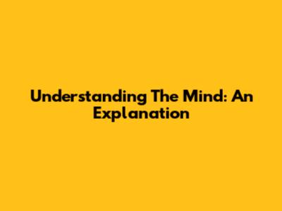 Understanding The Mind: An Explanation