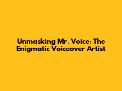 Unmasking Mr. Voice: The Enigmatic Voiceover Artist