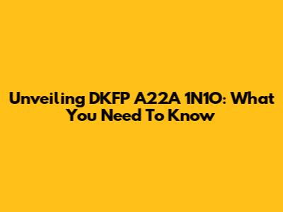 Unveiling DKFP A22A 1N1O: What You Need To Know