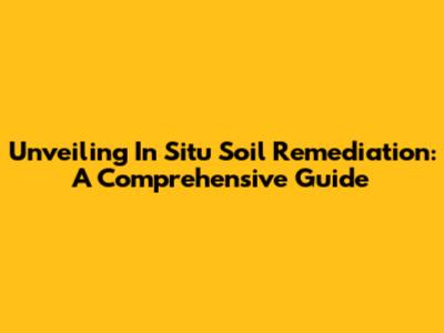 Unveiling In Situ Soil Remediation: A Comprehensive Guide