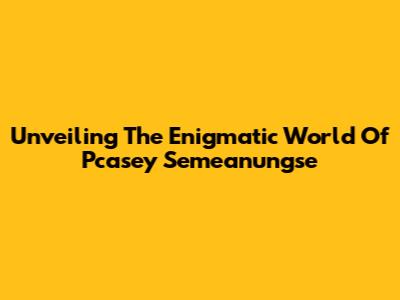 Unveiling The Enigmatic World Of Pcasey Semeanungse