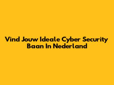 Vind Jouw Ideale Cyber Security Baan In Nederland