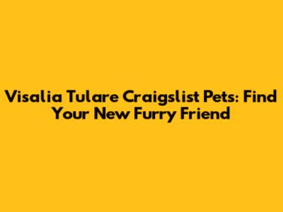 Visalia Tulare Craigslist Pets: Find Your New Furry Friend