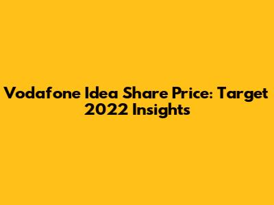 Vodafone Idea Share Price: Target 2022 Insights