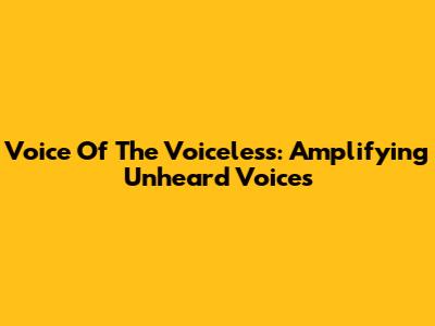 Voice Of The Voiceless: Amplifying Unheard Voices