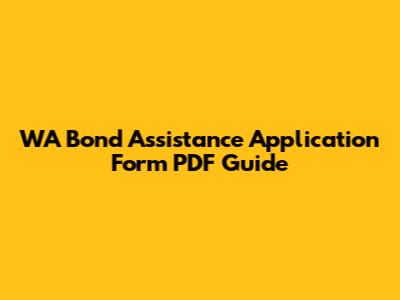 WA Bond Assistance Application Form PDF Guide