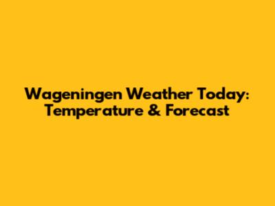 Wageningen Weather Today: Temperature & Forecast