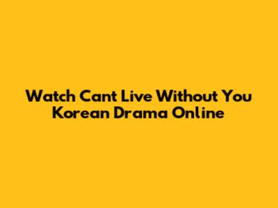 Watch Can't Live Without You Korean Drama Online